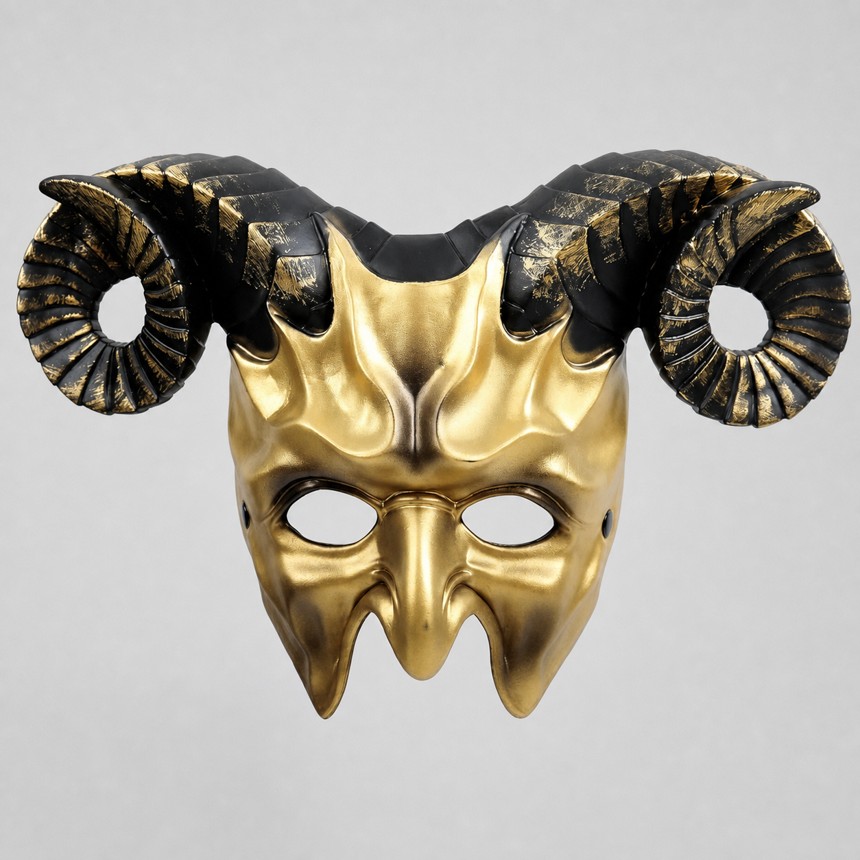 1pc Halloween Horned Demon Face Mask with Curled Horns for Cosplay Party