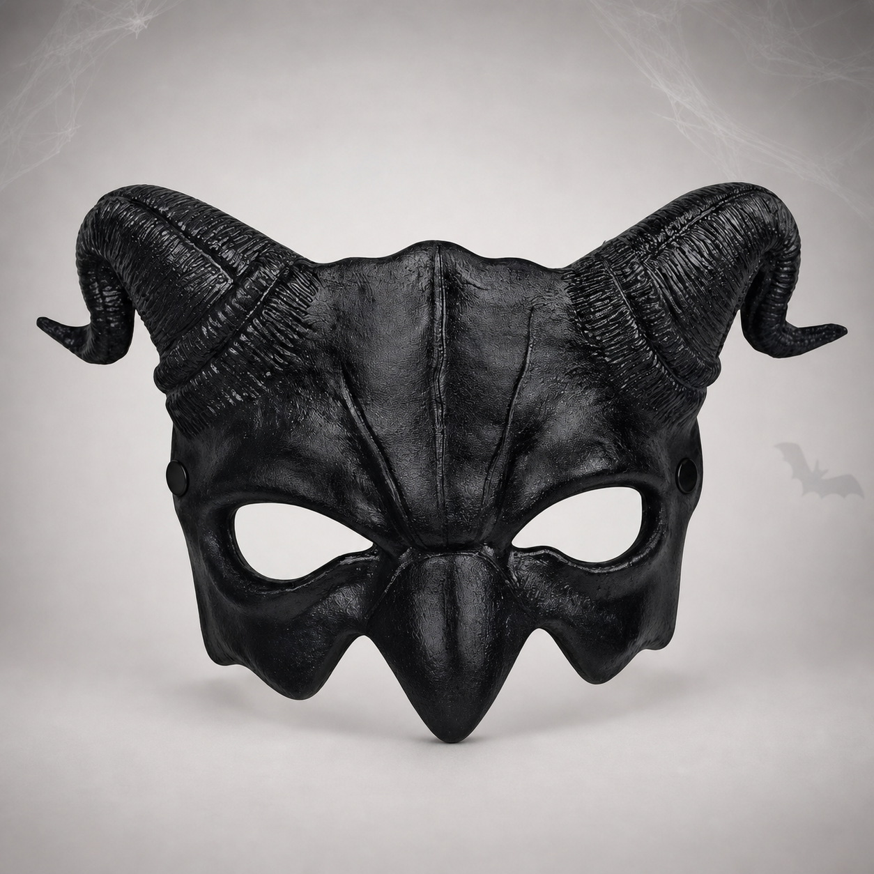 1pc Halloween Horned Demon Half Face Mask, Black Sculpted Design for Cosplay Party