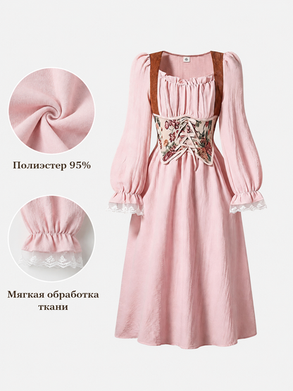 Girls' A-Line Dress with Long Sleeves detail view 2