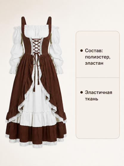 Victorian Dress with Lace-Up Detail and Puff Sleeves detail view 2