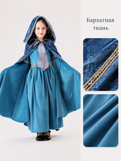 Girls' Elf Costume: Long Dress and Cape detail view 2