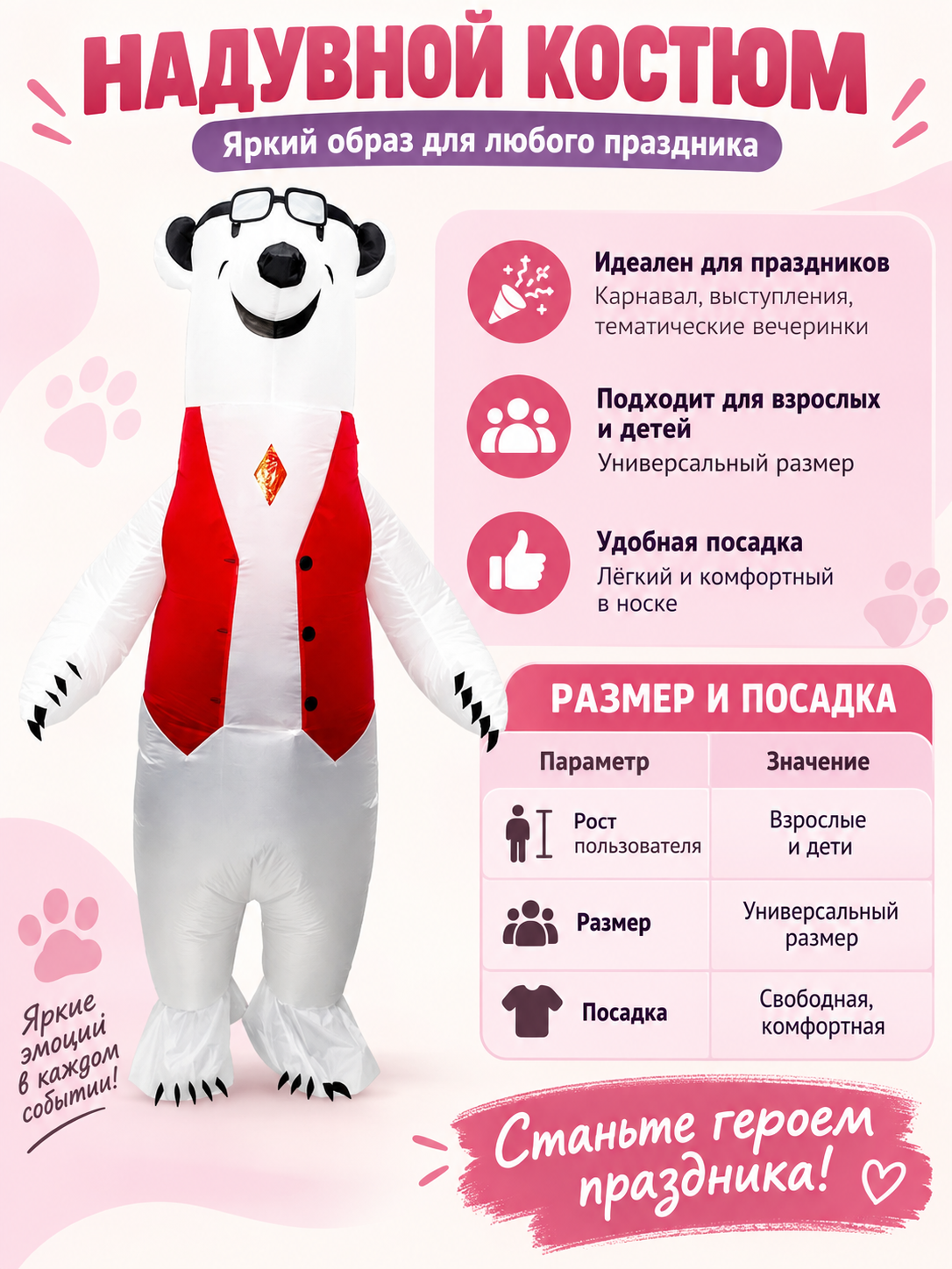 Inflatable Cartoon Character Costume with Red Vest