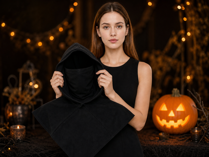 Black Carnival Cloak with Hood and Mask