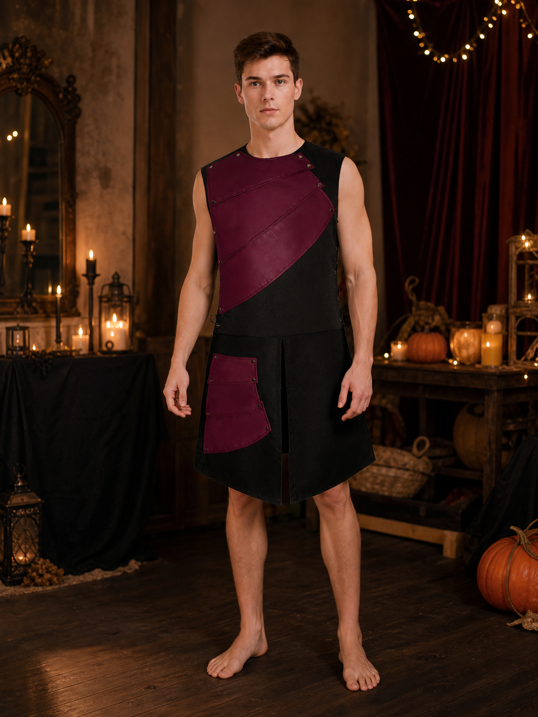 Sleeveless Jumpsuit with Asymmetrical Panels