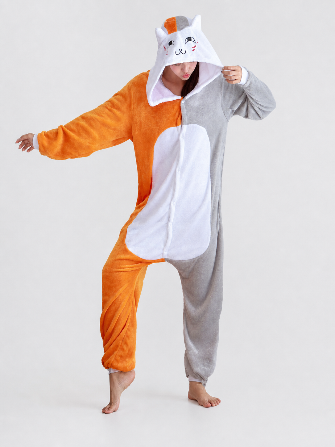 Plush Hooded Cat Kigurumi Costume