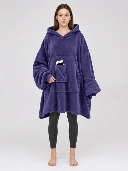 Oversized Hooded Blanket, Dark Purple