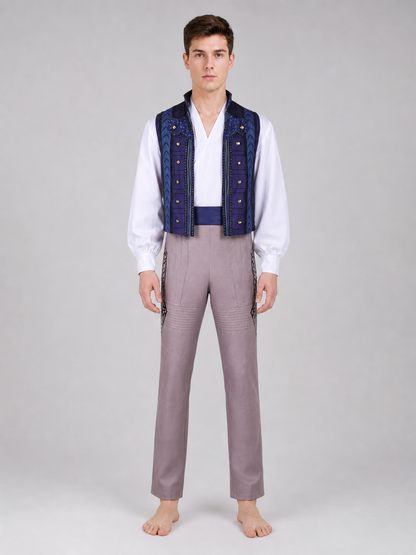Fiyero "Wicked" Cosplay Costume: Vest, Shirt, Pants on-model view 2