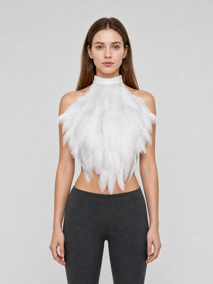 White Feather Dickey for Costumes and Performances