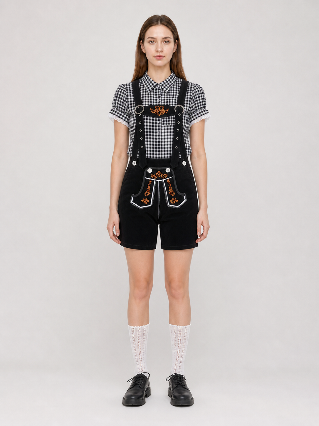 Kids' Plaid Shirt and Suspender Shorts Set