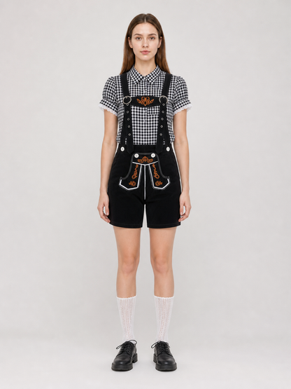 Kids' Plaid Shirt and Suspender Shorts Set