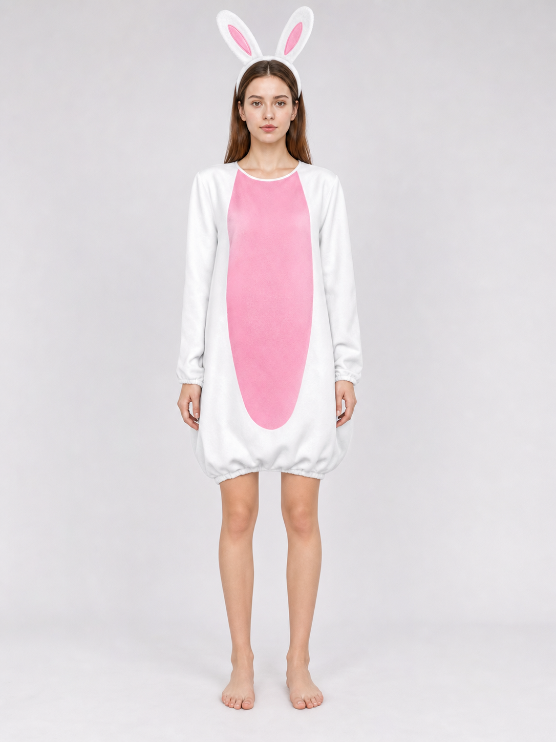 Rabbit Costume with Ears, Tail, and Pink Panel