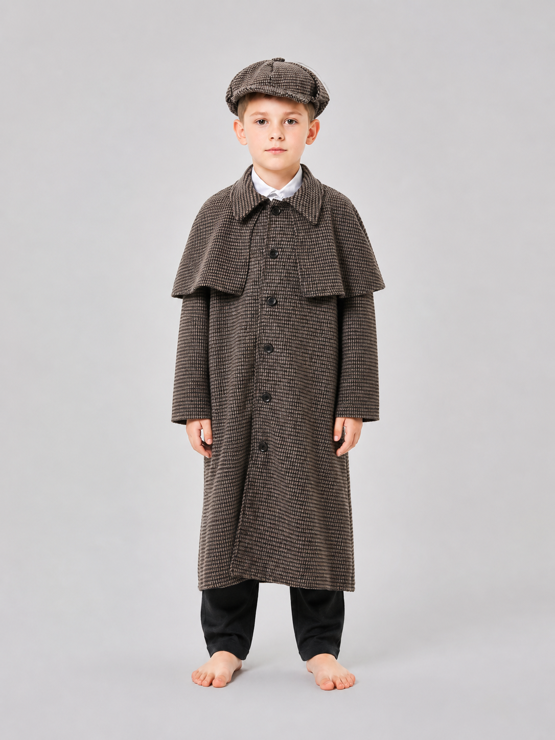 Children’s Detective Costume: Plaid Coat and Cap