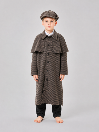 Children’s Detective Costume: Plaid Coat and Cap