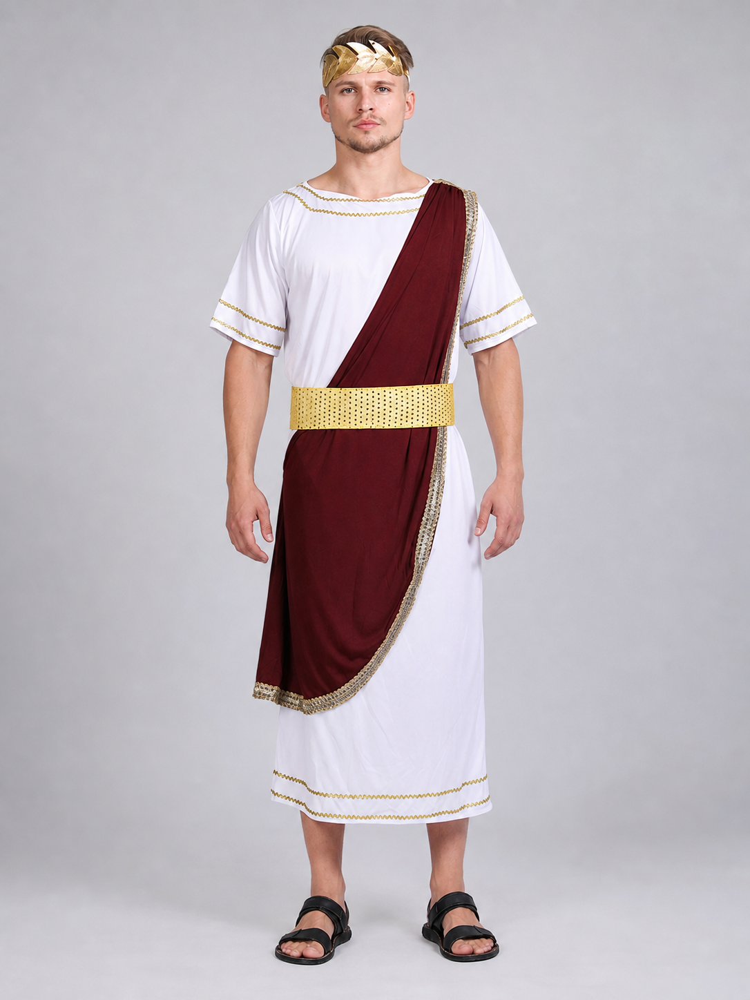Caesar costume in Roman style with a cloak on-model view 2