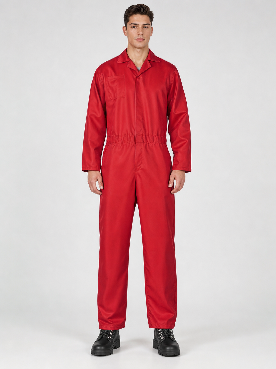 Red Miles Long-Sleeve Jumpsuit