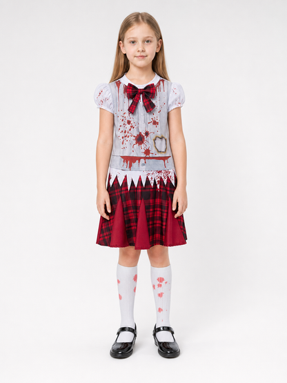 Zombie costume: top, skirt, and bow tie