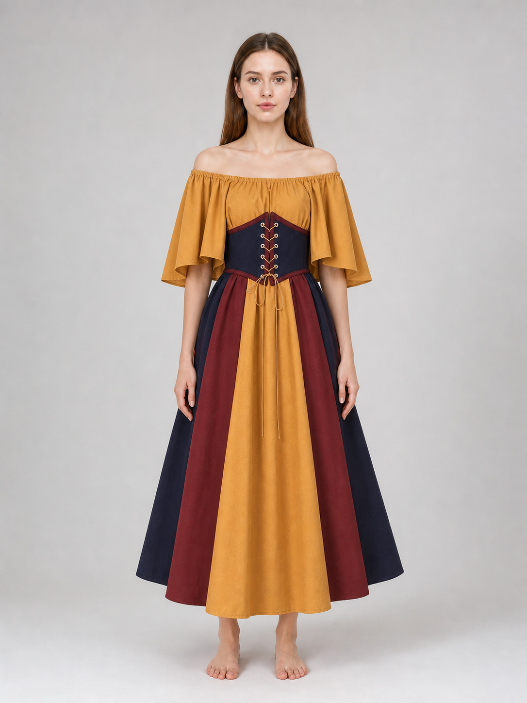 Medieval Dress with Corset Lacing and Sleeves