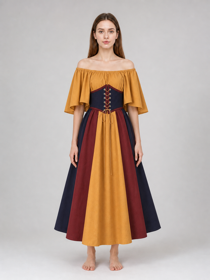 Medieval Dress with Corset Lacing and Sleeves