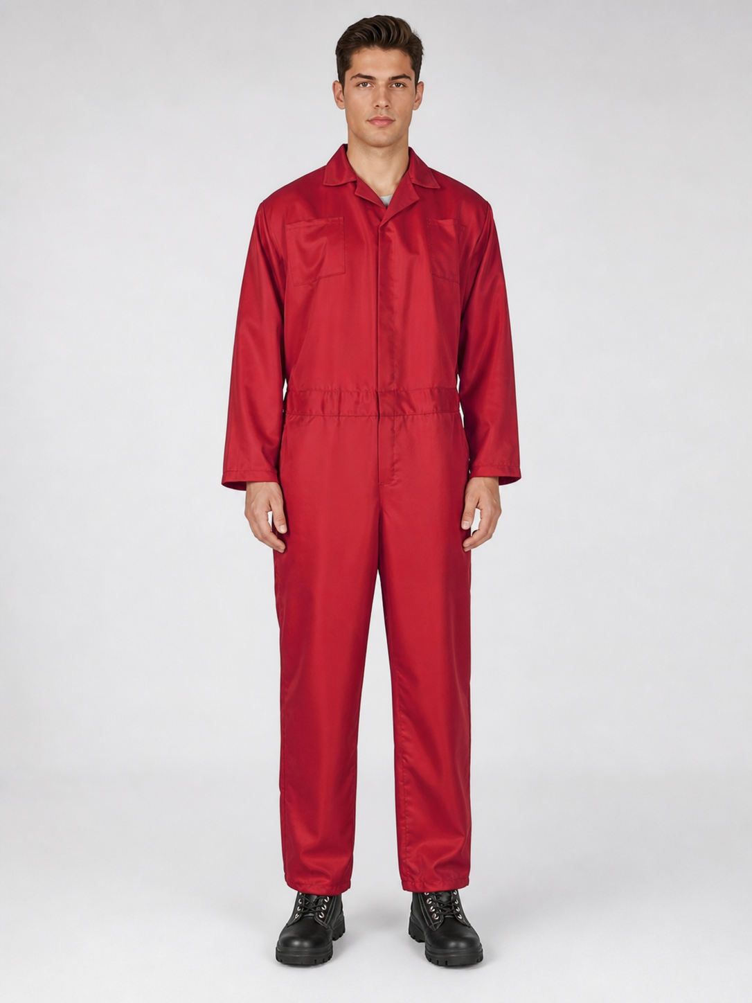 Red Miles Long-Sleeve Jumpsuit