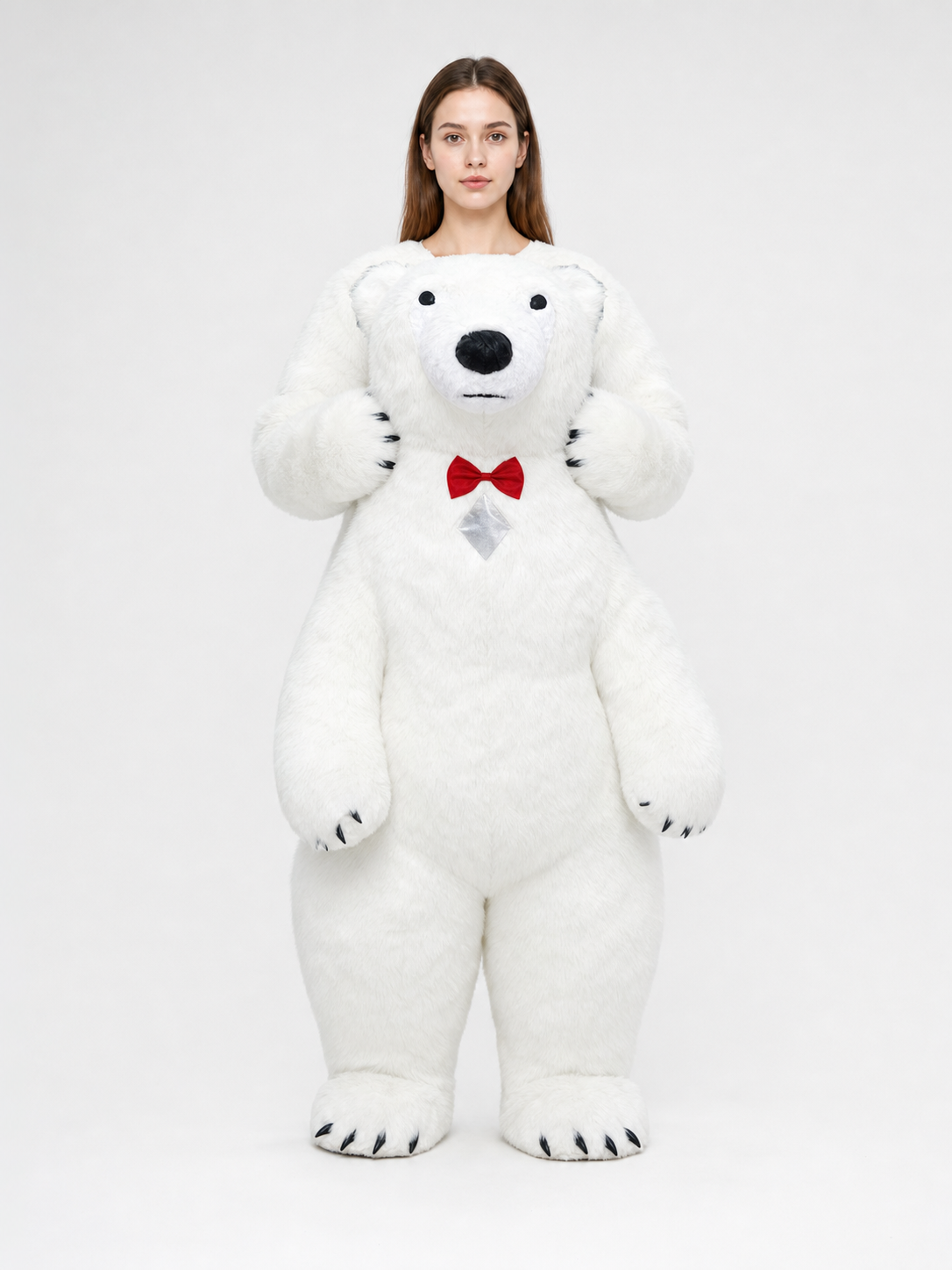 Inflatable life-size polar bear costume