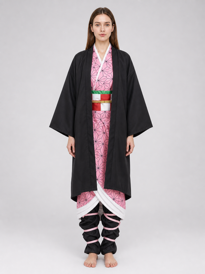 Anime-style cosplay costume: kimono, sash, and accessories