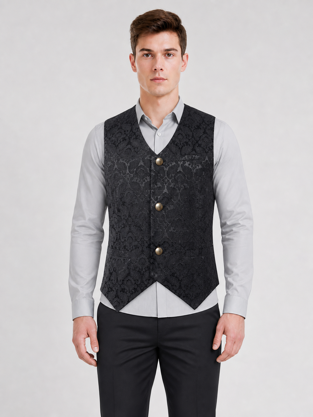 Short Vintage Jacquard Vest