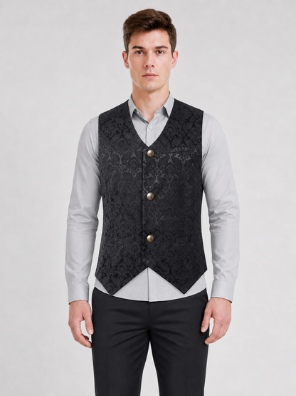 Short Vintage Jacquard Vest