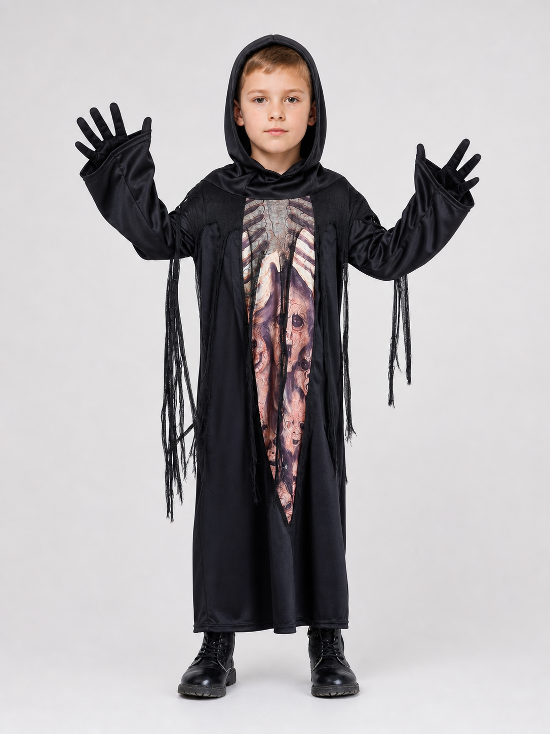 Gothic Hooded Skeleton Costume for Halloween