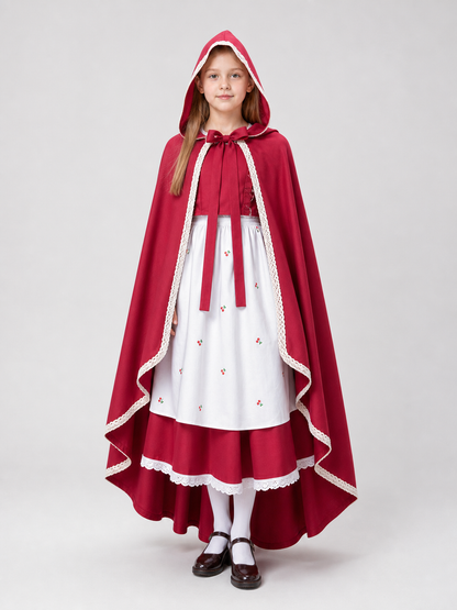 Long Red Hooded Costume Cape
