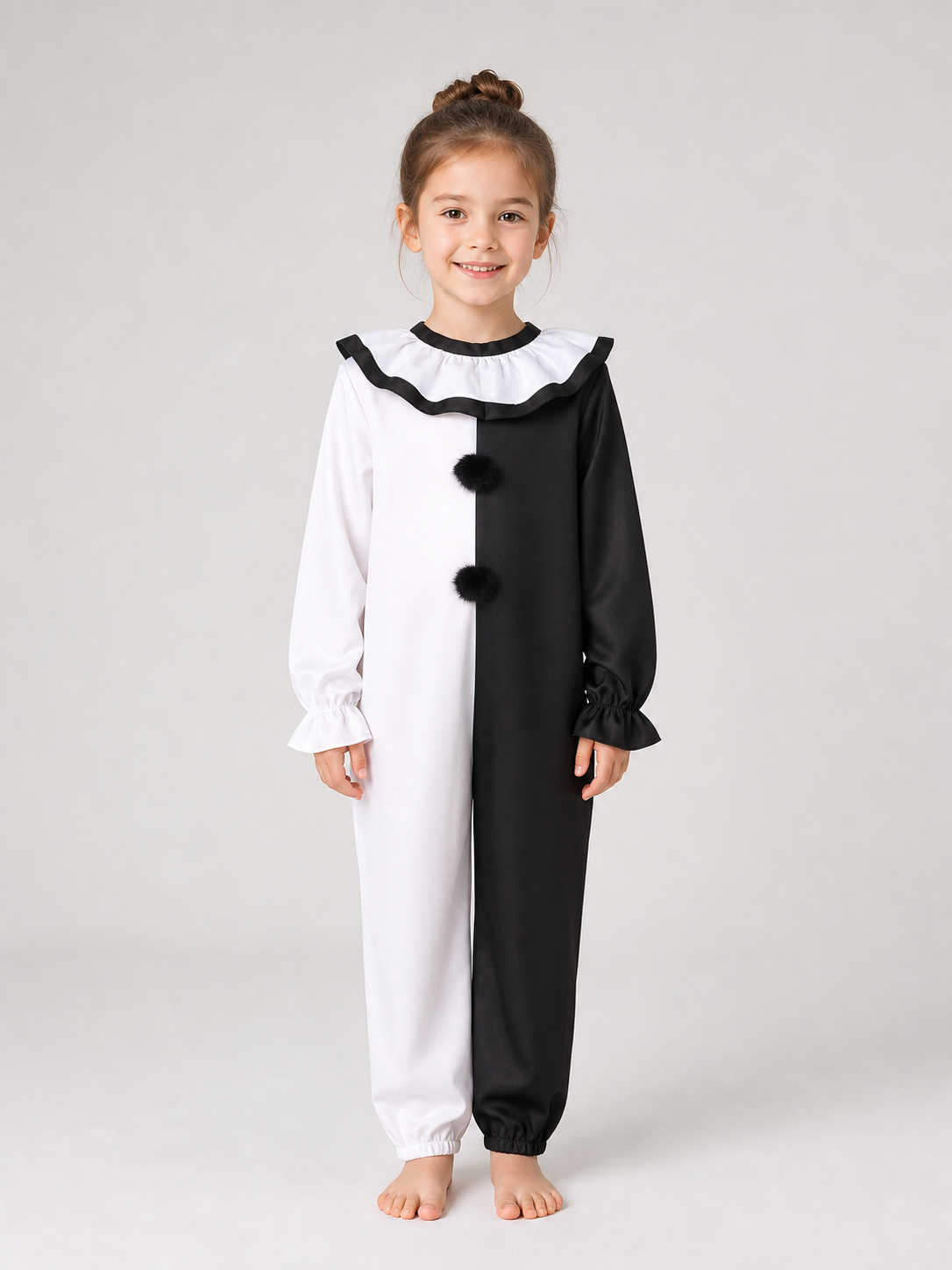 Black and White Clown Jumpsuit Costume for Halloween