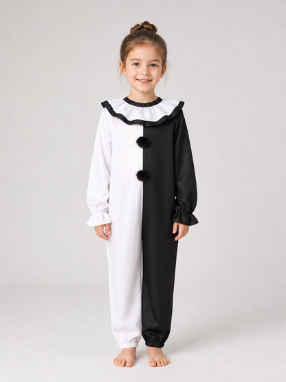 Black and White Clown Jumpsuit Costume for Halloween