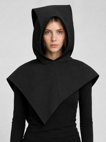 Black Triangular Hooded Cloak for Cosplay