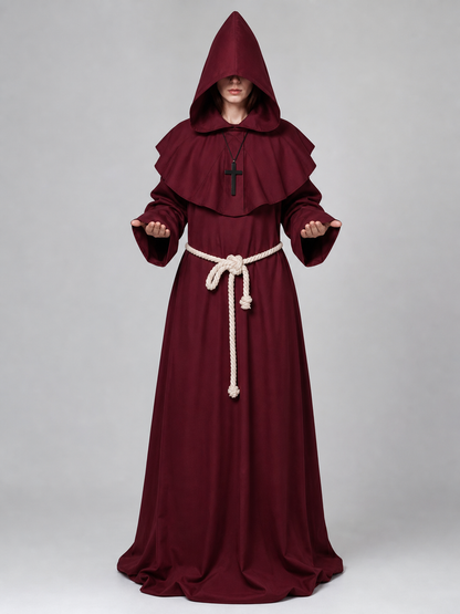 Medieval Monk Costume with Hood and Belt
