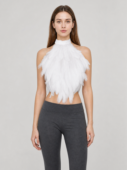 White Feather Dickey for Costumes and Performances