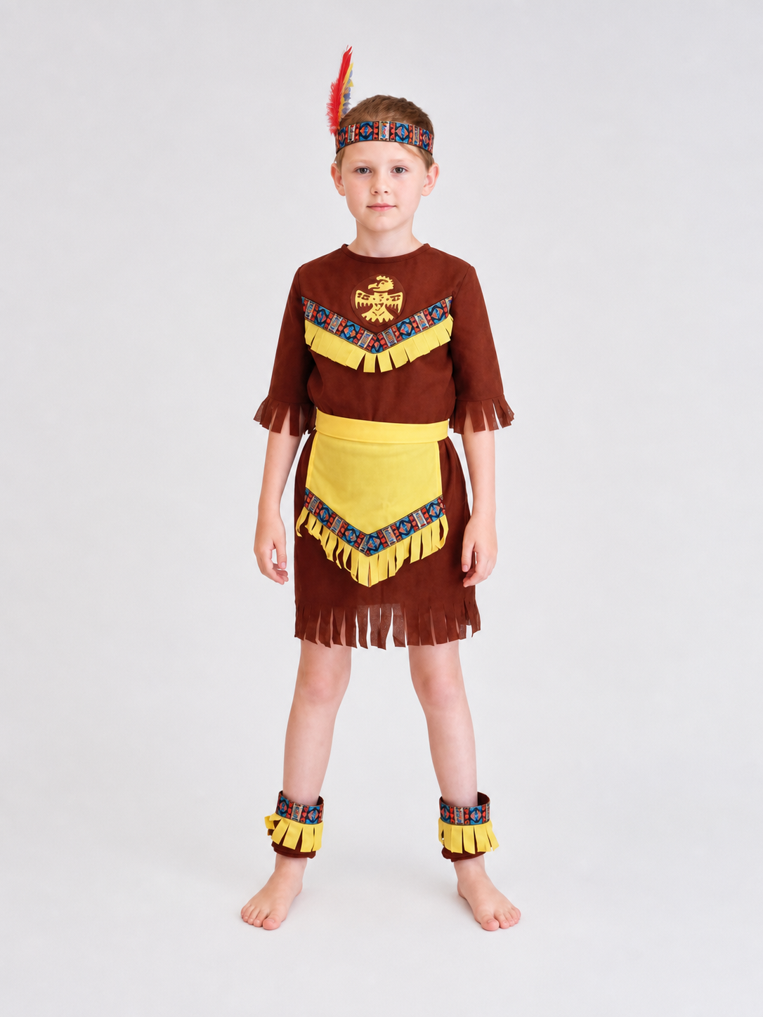 Carnival costume with fringe and feathers