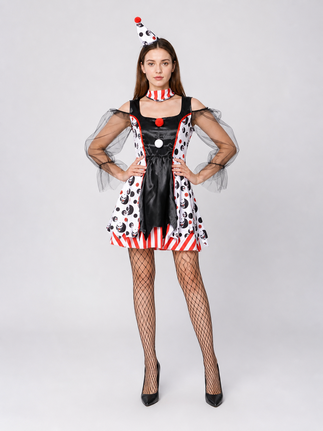 Clown Dress Costume with Hat for Halloween