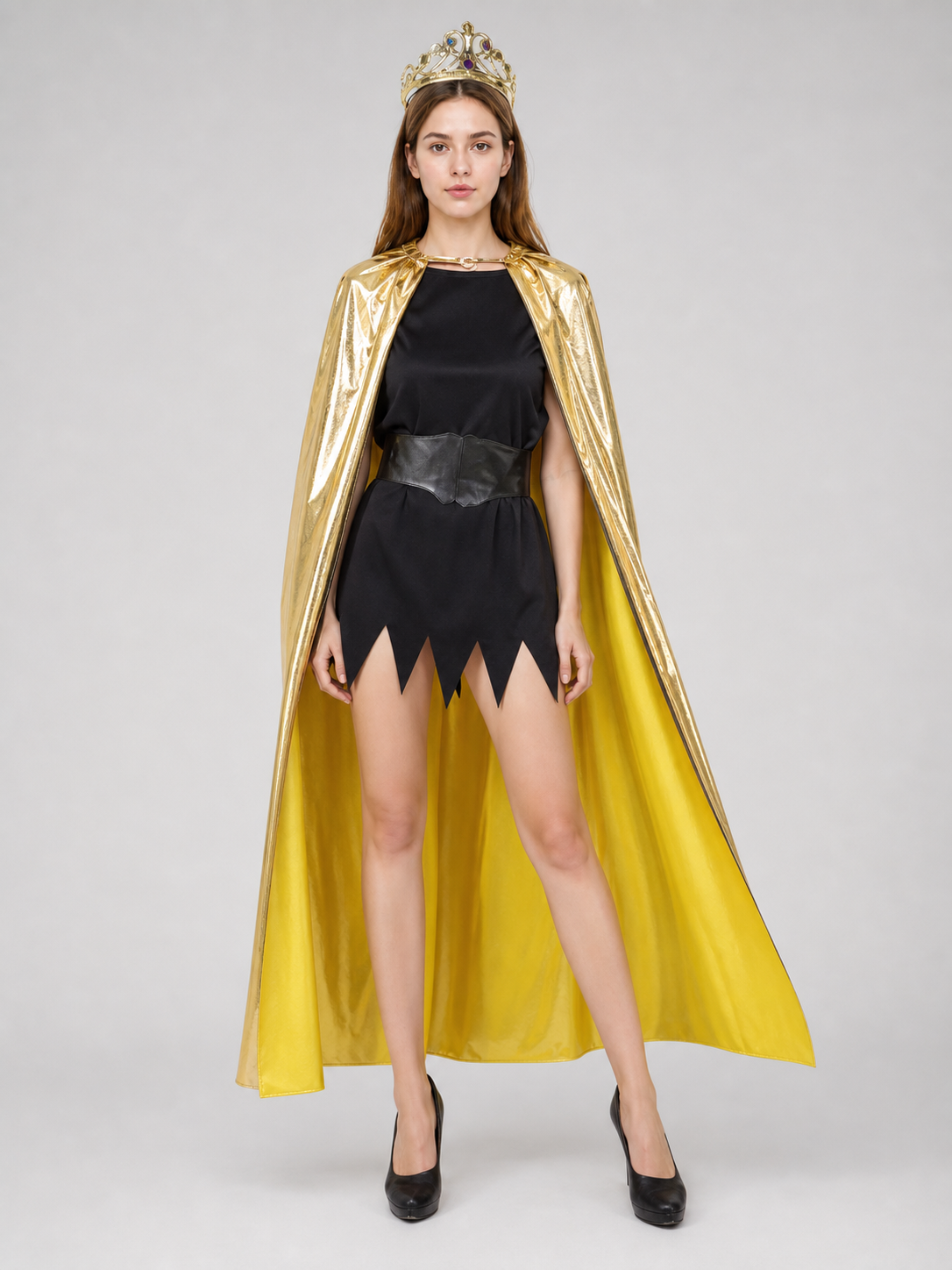 Golden Carnival Cape with Decorative Crown