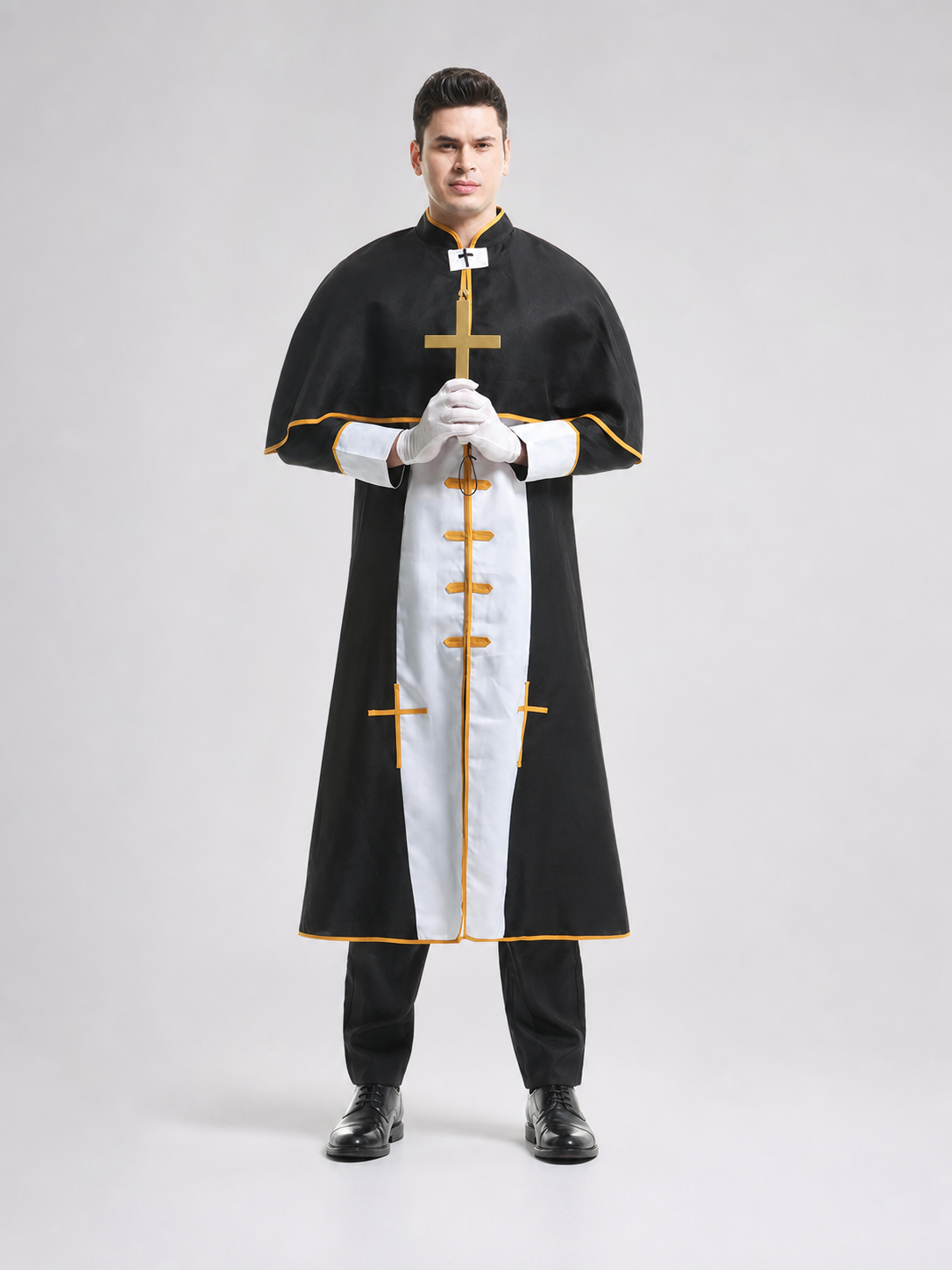 Priest costume with cross and cape