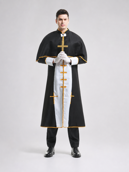 Priest costume with cross and cape