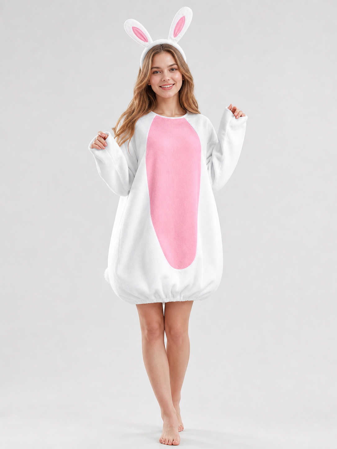 Rabbit Costume with Ears, Tail, and Pink Panel