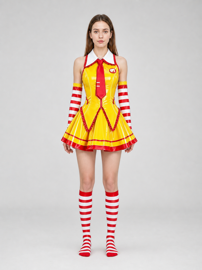Cosplay Costume with Dress, Sleeves, and Stockings