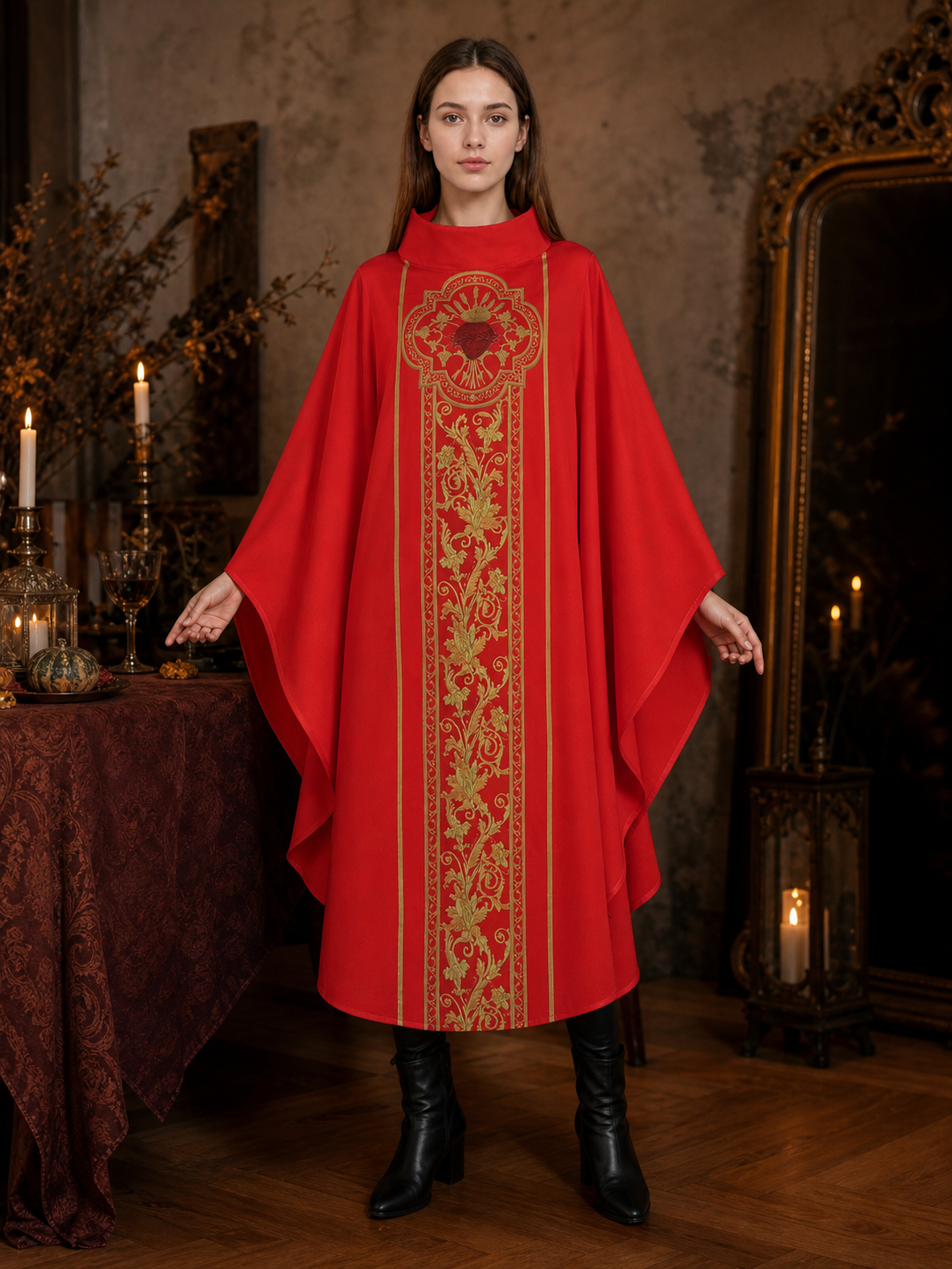 Cosplay Robe Costume with Gold Accents