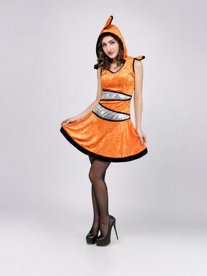 Fish Costume Dress with Hood for Masquerade