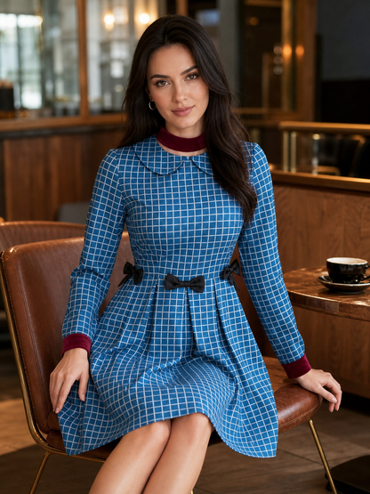 Esther from Orphan cosplay dress in blue plaid