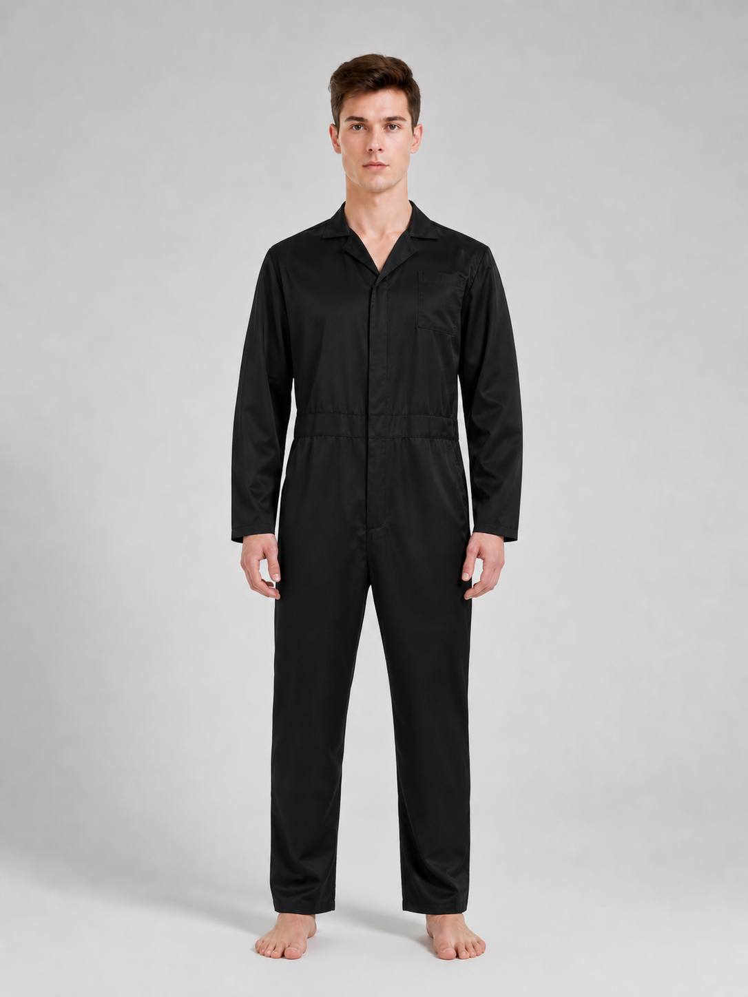 Miles Black Long-Sleeve Jumpsuit