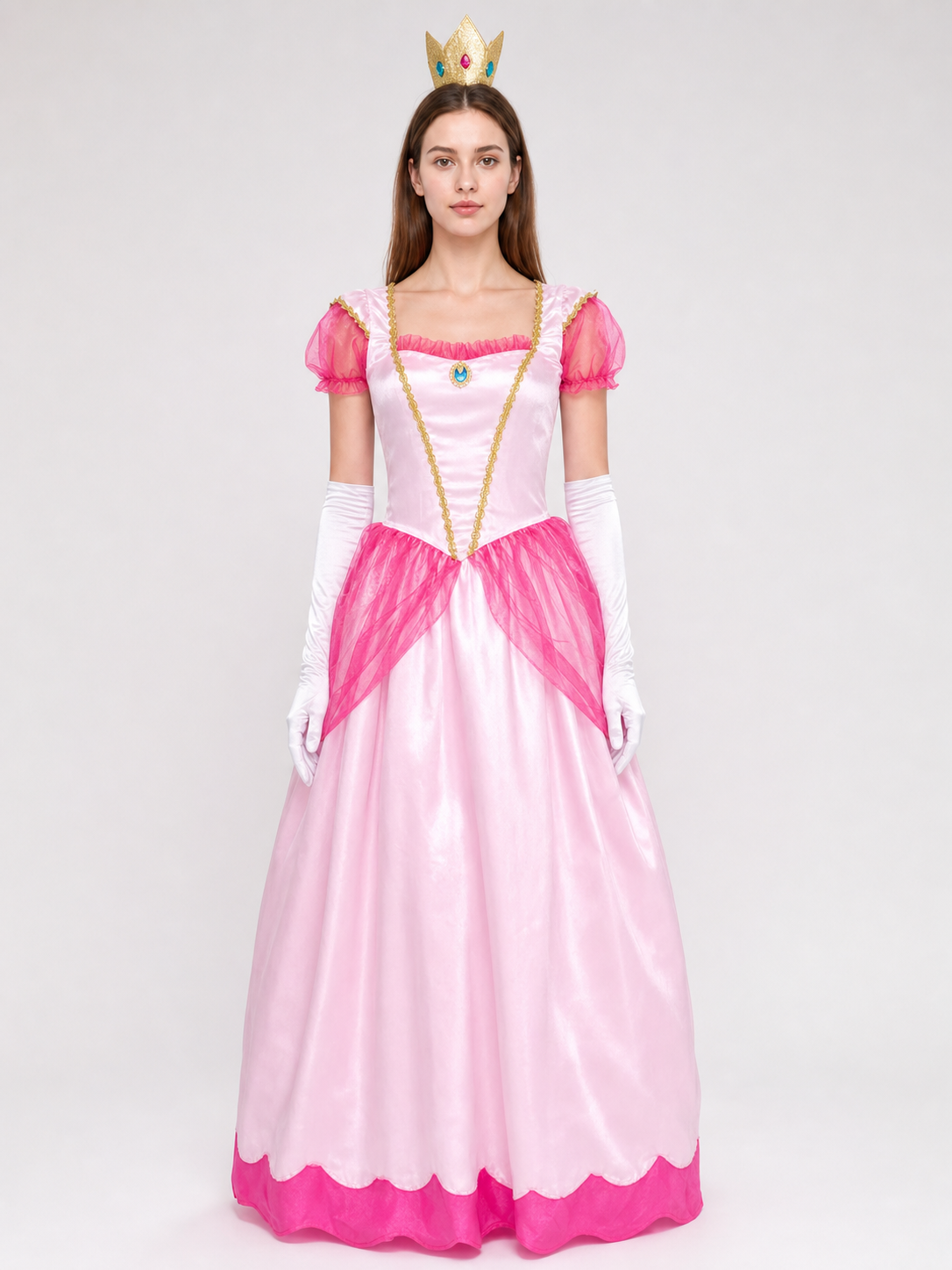 Princess Costume: Dress with Crown and Gloves