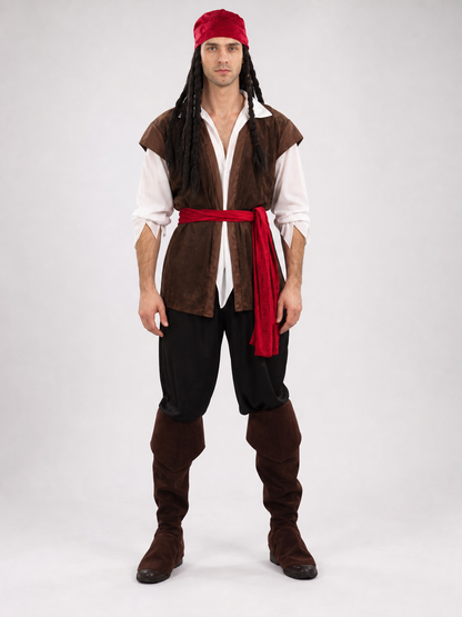 Adult Caribbean Pirate Costume, 6 Pieces