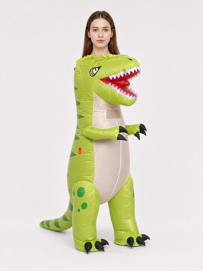 Green inflatable dinosaur costume for parties