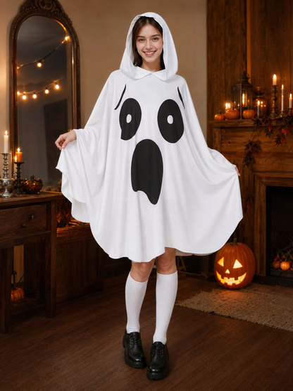 Ghost Costume with Hood and Wide Sleeves on-model view