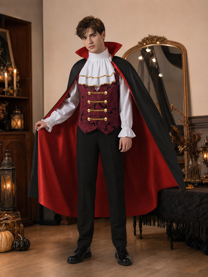 Vampire costume with cape and cane